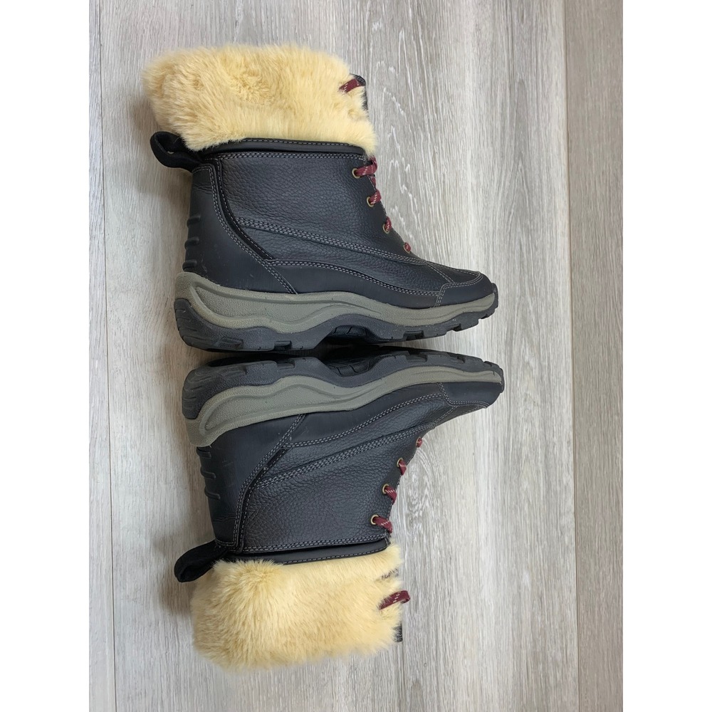 Clarks Women's Duck Boots Black Leather Faux Fur Trim Winter 9.5 Casual Shoes - Picture 5 of 10